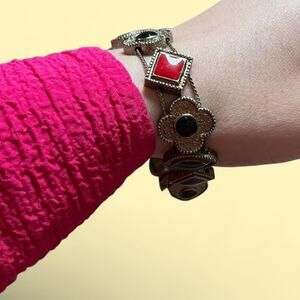 Vintage clover slider charm bracelet